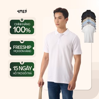 Áo polo nam trơn basic 4MEN PO137 vải tổ ong thấm hút mồ hôi, thoáng mát, mềm chống nhăn, co giãn