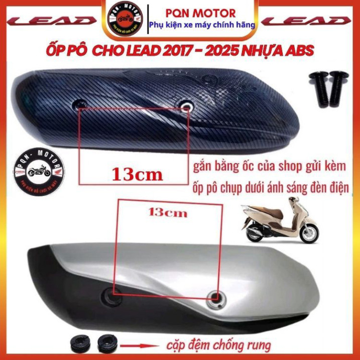 Ốp pô cho honda Lead 2025, Lead 2022 – 2024, Lead 2017 – 2021Vân Carbon và Mẫu Zin Nhựa ABS