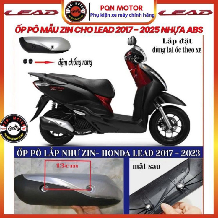Ốp pô cho honda Lead 2025, Lead 2022 – 2024, Lead 2017 – 2021Vân Carbon và Mẫu Zin Nhựa ABS