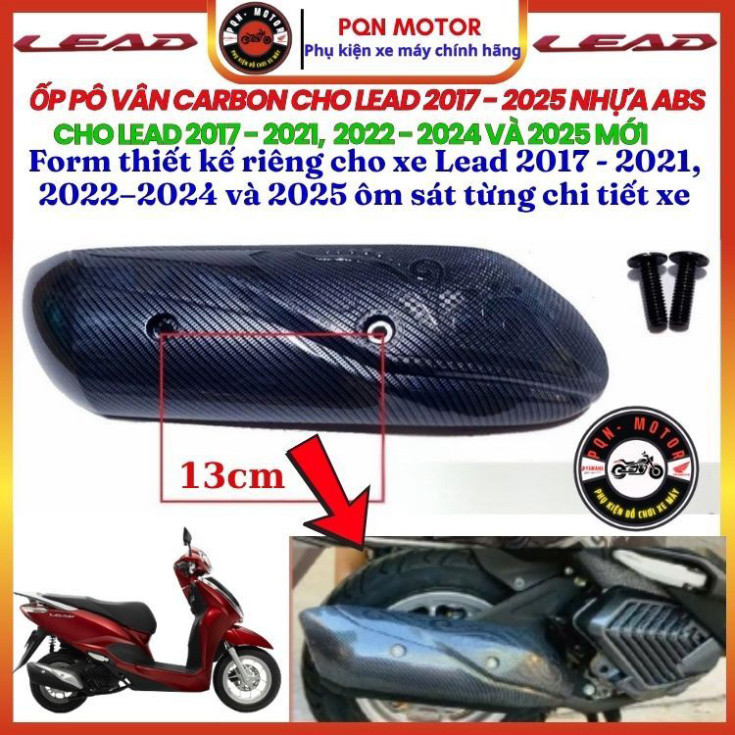 Ốp Che Pô Xe Lead 2026 Lead 2022-2025 Lead 2017-2021 Nhựa ABS - Chụp Pô Vân Carbon Mẫu Zin Đẹp