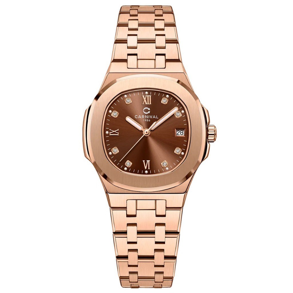 Đồng hồ nữ chính hãng Carnival 8160 8160L dây thép máy pin Nhật mặt kính sapphire  size 34mm
