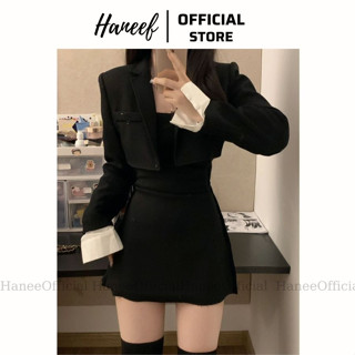  Set bộ đồ nữ set áo khoác ngắn và váy hai dây dáng dài phong cách thanh lịch set bộ vest nữ 