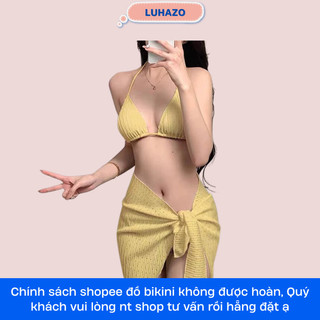  Bikini đi biển LUHAZO sexy sang chảnh set 3 chi tiết áo 2 dây kèm khăn quấn nhiều màu sắc hottrend 2023 8831-PC27 