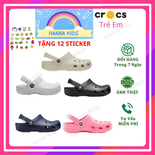 HÀNG LOẠI 1-Tặng 12 Sticker-Dép Cross cho bé trai bé gái trẻ em HannaKids Sục Cros Classic giày xục Kid Size29 Nhiều Màu