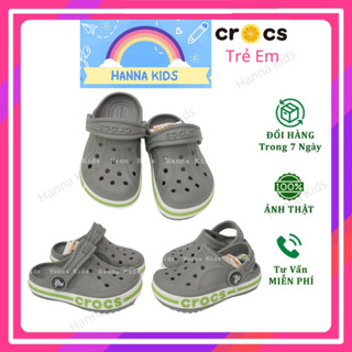  HÀNG LOẠI 1-Tặng 12 Sticker-Dép Cross cho bé trai bé gái trẻ em HannaKids Sục Cros Baya giày xục Croc Clog Kid màu Ghi 
