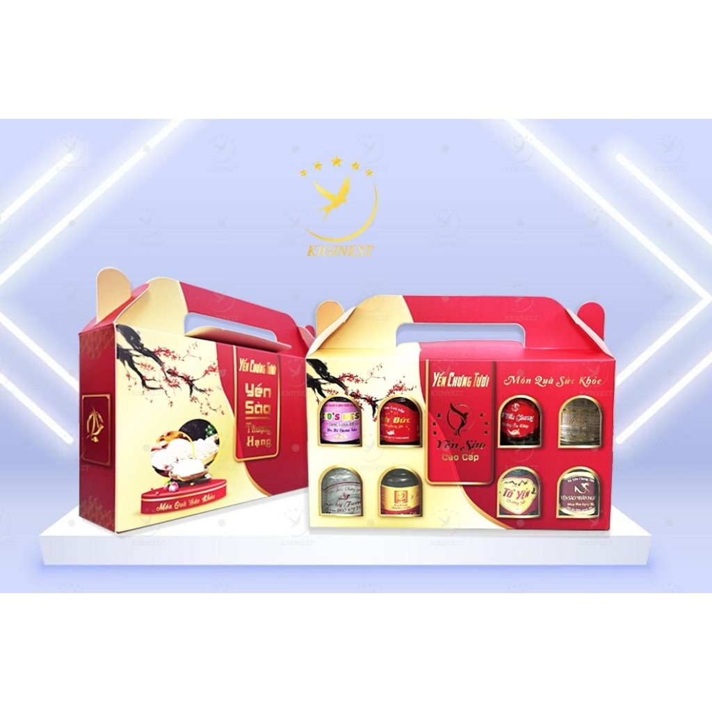 TÚI GIẤY ĐỰNG 10 HŨ YẾN SÀO 70ML, 75ML - CÓ QUAI XÁCH