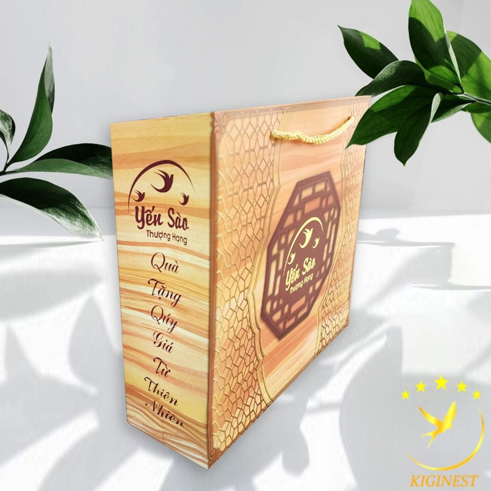 TÚI GIẤY ĐỰNG YẾN SÀO 100G - MẪU VÂN GỖ - 29x 27x 9.5 CM