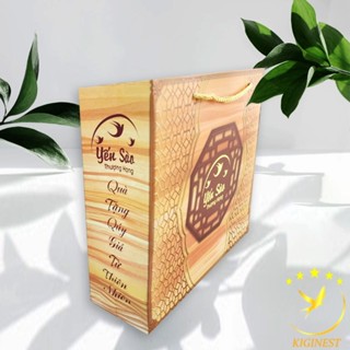 TÚI GIẤY ĐỰNG YẾN SÀO 100G - MẪU VÂN GỖ - 29x 27x 9.5 CM