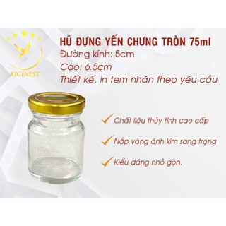 Set 10 Hũ Thủy Tinh Tròn 70ml Có Nắp Thiếc Vàng[Mua Nhiều Giảm Giá]