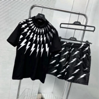 Bộ Đồ Kết Hợp Quần Gió Áo Phông Tia Sét Kiểu Cách Mới Cực Phong Cách, Bộ Quần Áo Nam Nữ Hottrend 2025 [M56]