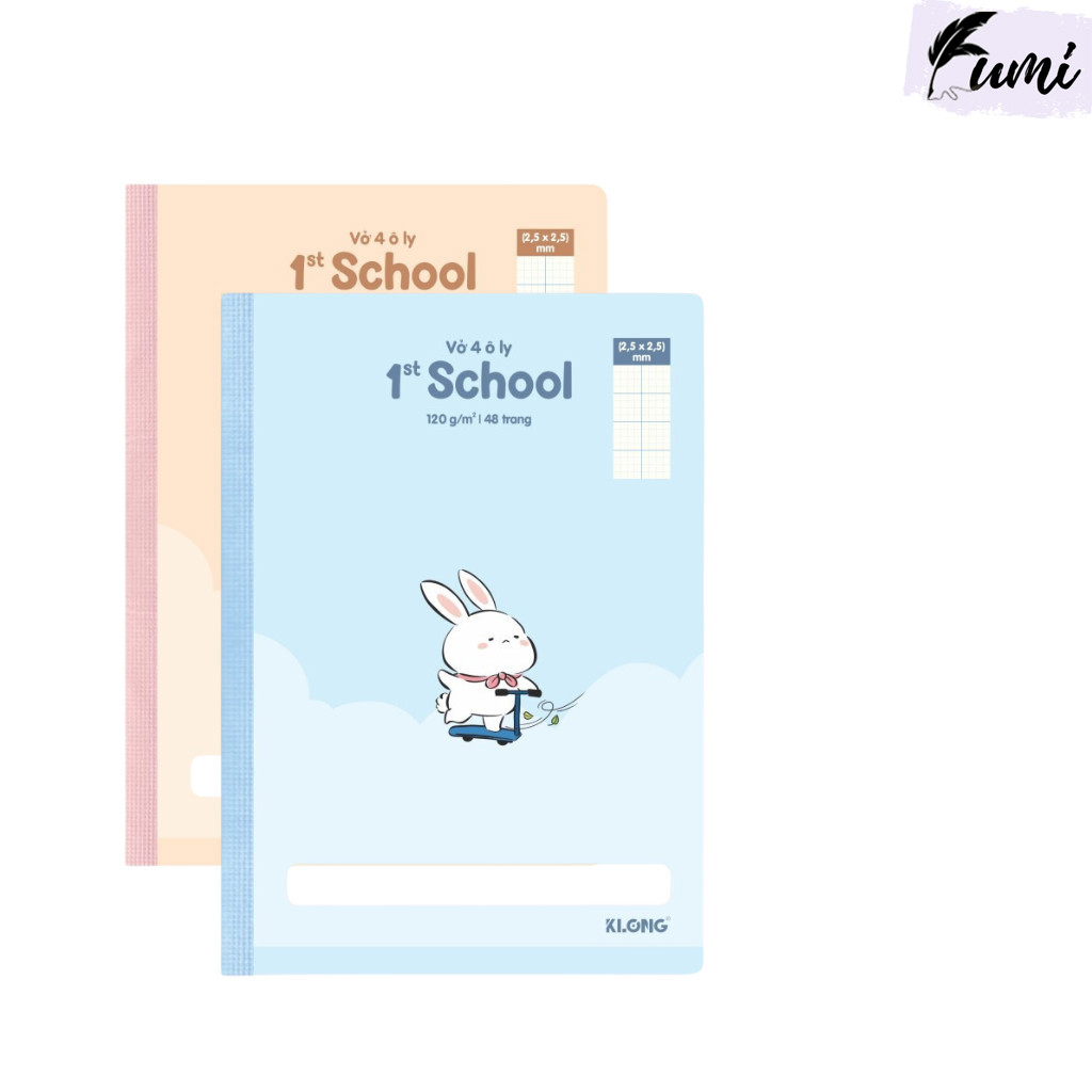 Vở 4 ô ly 48 trang 120/76 MS 074 Klong B5 may dán gáy 1st School