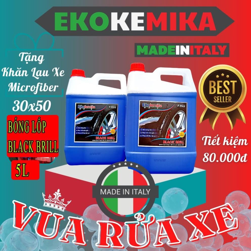 Can 5 Lít Dung Dịch Làm Bóng Lốp Xe Ekokemika Black Brill - Made in Italia