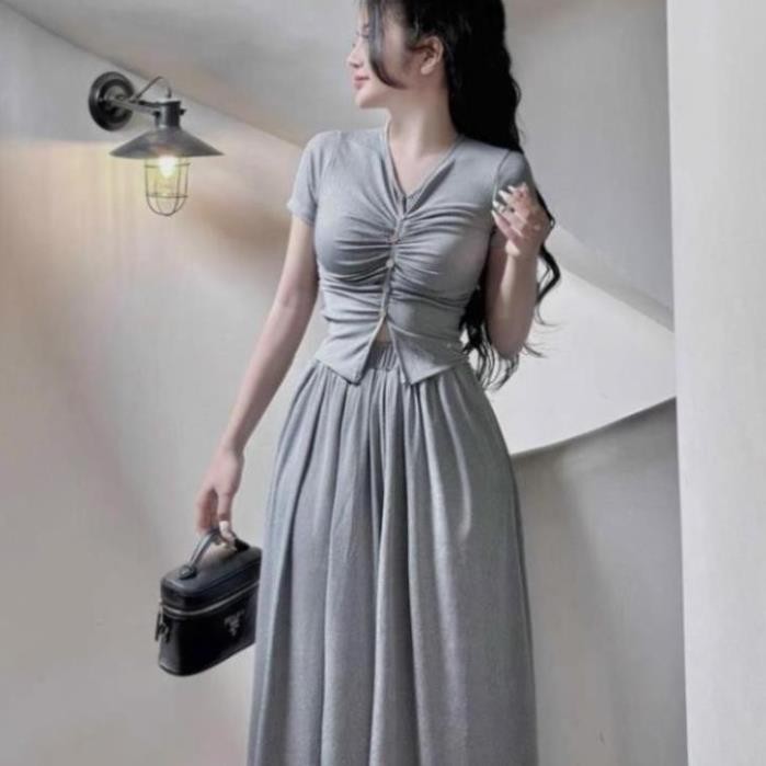 Set Đầm Body Tay Ngắn Dáng Xuông  D136, Váy Body Nữ Thời Trang Sang Chảnh Cao Cấp Mới Nhất LONACO