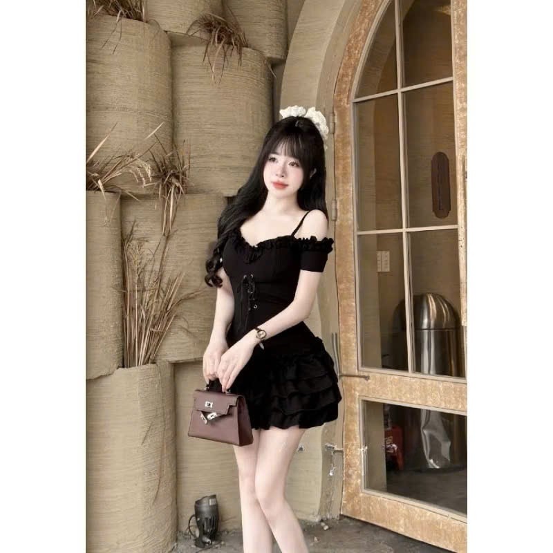 Đầm Trễ Vai Nữ Dáng Ngắn Xòe Tầng Sang Trọng KANOMY D191, Váy Body Thiết Kế Tinh Tế Quyến Rũ Nữ Tính Đi Chơi Dự Tiệc | BigBuy360 - bigbuy360.vn