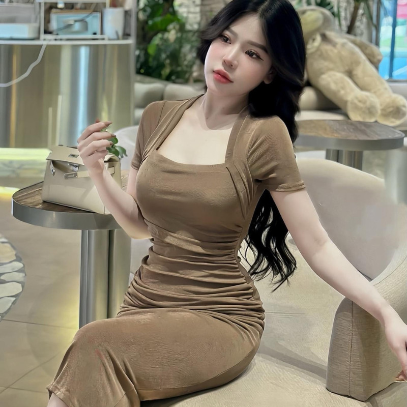 Váy Đầm Nữ Tay Ngắn Thời Trang, Đầm Body Cao Cấp Suông Dài Tôn Dáng Basic Phong Cách D121 LONACO | BigBuy360 - bigbuy360.vn