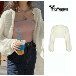 YizTop 🌼Áo Khoác Len Cadigan áo croptop nữ Cánh Dơi Crotop