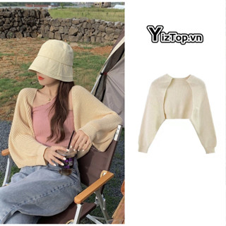 YizTop Áo Khoác Cardigan Dệt Kim Áo Croptop Dáng Ngắn Cánh Dơi Dáng Rộng Thời Trang Cho Nữ