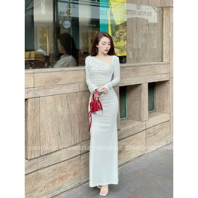 Váy Body Nữ Dáng Dài KANOMY D162, Đầm Body Nữ Khoét Eo Trễ Vai Thiết Kế Gợi Cảm | BigBuy360 - bigbuy360.vn