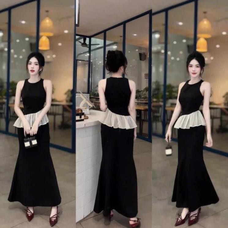 Set Váy Body Nữ KANOMY D159, Đầm Body Nữ Dàng Dài Cổ Tròn Sang Chảnh Đi Chơi Dự Tiệc