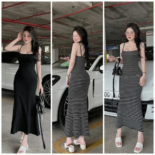 Đầm Body nữ 2 Dây Dáng Dài Ôm Sát, Váy Body Đi Chơi Dự Tiệc Thời Trang Mẫu Mới Tôn Dáng INHERE D114