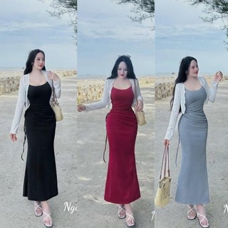 Đầm Body Nữ 2 Dây Dáng Dài INHERE D139, Váy Body Nữ Thiết Kế Sang Trọng Ôm Dáng Đi Chơi Dự Tiệc