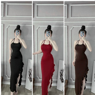 Váy Nữ Body 2 Dây Chân Váy Dài Xẻ Tà INHERE D135, Đầm Body Nữ Thanh Lịch Đi Chơi Dự Tiệc