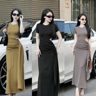 Váy Body Nữ Khoét Eo Dáng Dài MAYTY D141, Đầm Body Nữ Tay Ngắn Thời Trang Sang Chảnh Vải Cao Cấp