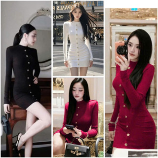 Đầm Body Nữ Dài Tay Dáng Ngắn Phối Nút Dọc Thân, Váy Đầm Nữ Dự Tiệc Đi Chơi Sang Chảnh Sexy Cuốn MINION D181