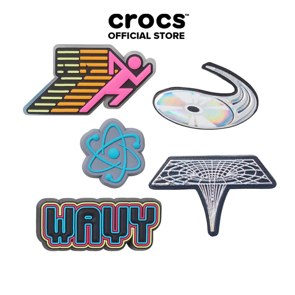 Bộ 5 Phụ kiện Crocs Jibbitz™ Dành cho giày Sneaker Chủ đề Wavy Lace Backer