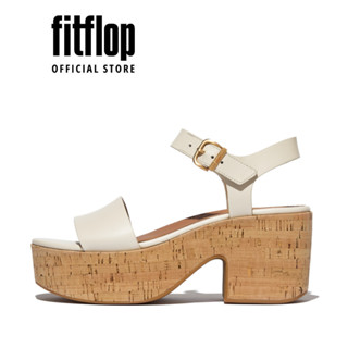 Giày Xăng Đan Nữ FitFlop Da/Nêm Thủy Tinh Đế Cao Quai Cổ Chân - Beige - FOT - JF7-A99