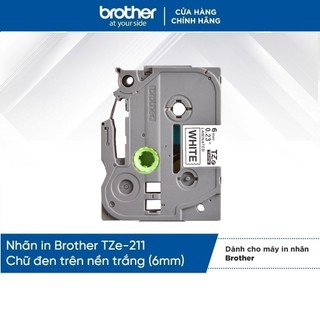 Nhãn in Brother TZe-211 chữ đen trên nền trắng (6mm)