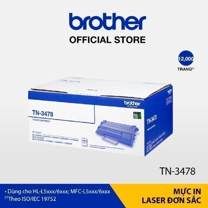 Mực in laser trắng đen Brother TN-3478 cho HL-L5xxx/6xxx (12,000 trang)