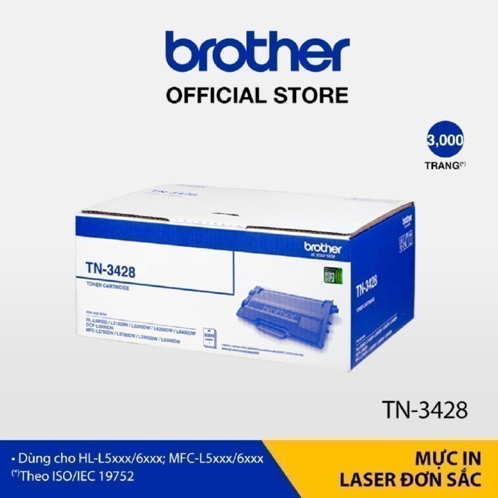 Mực in laser trắng đen Brother TN-3428 cho máy in HL-L5xxx/6xxx (3,000 trang)