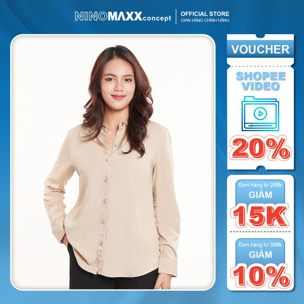  NINOMAXX  Áo Sơ Mi Basic Nữ tay Tay Dài 2312009