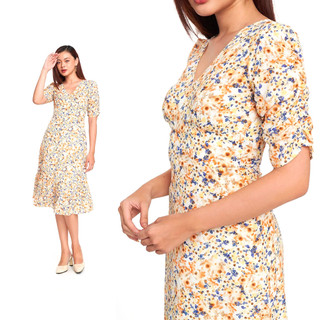 [CÒN SIZE S, M] N&M Đầm Nữ họa tiết hoa thời trang cổ vuông chất poly 2207056