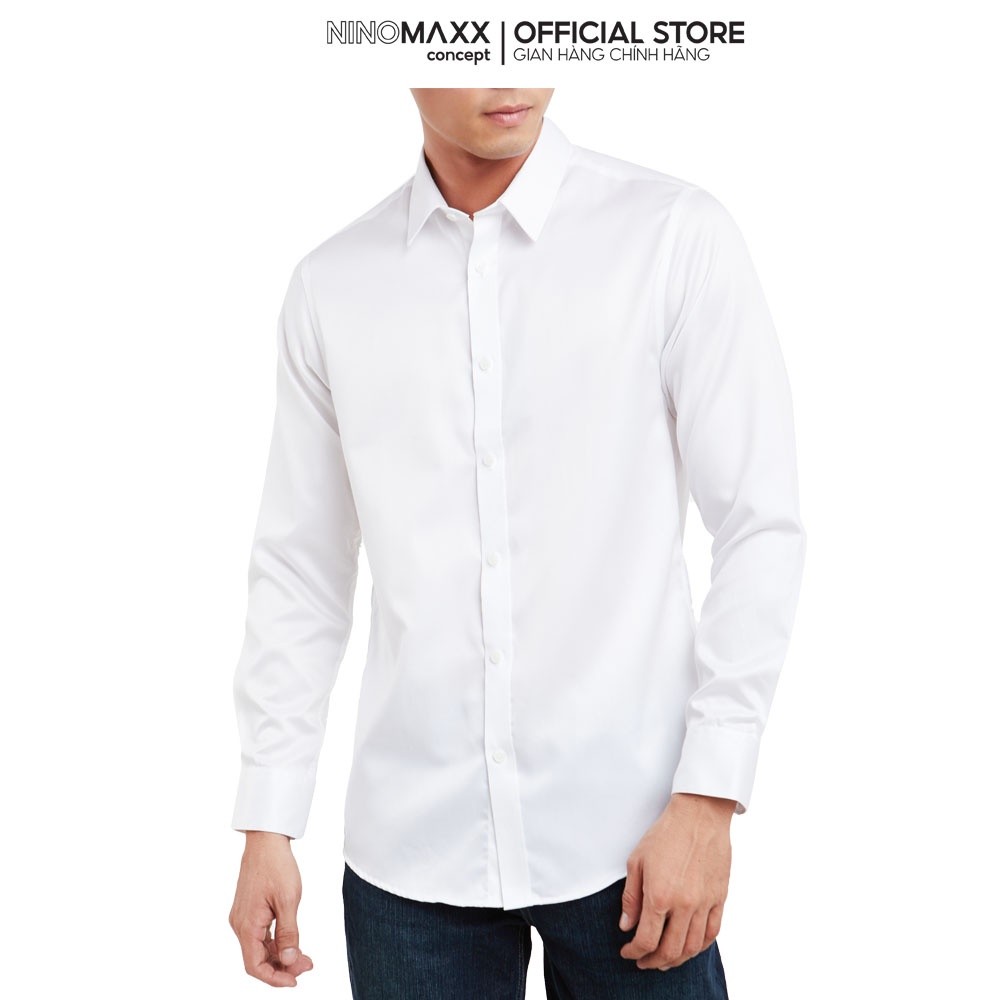 N&M Áo sơ mi Basic Nam tay dài trơn chất cotton 1909043