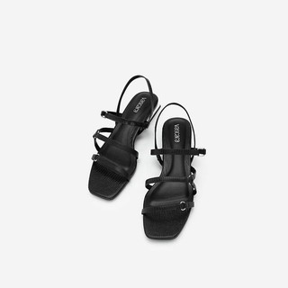 Vascara Giày Multi-Strap Vân Da Kỳ Đà SDK 0314 Đen