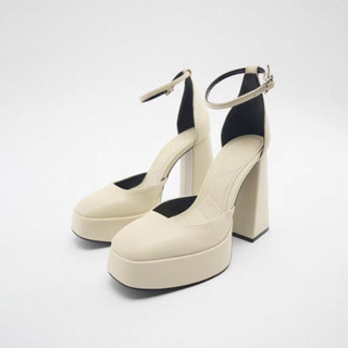 LÙI SIZE Giày guốc Cao Gót ZARA Đế Xuồng Giày Mary Jane Đế Đúp Khóa Cài Đế Trụ Gót Vuông Cao 12cm milana [558]