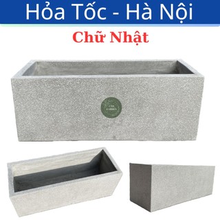  Chậu Xi Măng Nhẹ Đá Mài - Chữ Nhật size Nhỏ làm bể nuôi cá cảnh mini và trồng cây cảnh  A2  