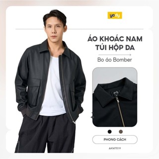 Áo khoác da bonmber nam trẻ trung năng động YODY AKM7019