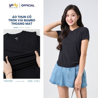 Áo thun t-shirt nữ YODY dáng suông thông thoáng, mềm mại, an toàn cho da TSN7301