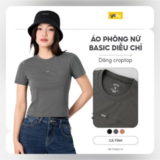 Áo thun nữ YODY, áo phông trơn babytee dáng croptop thoáng mát, thoải mái, vải mềm mịn WCTS25S116
