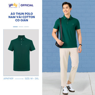 Áo phông có cổ YODY nam tay ngắn vải cotton mắt chim cổ bẻ thoáng mát mềm mịn không nhàu APM7459