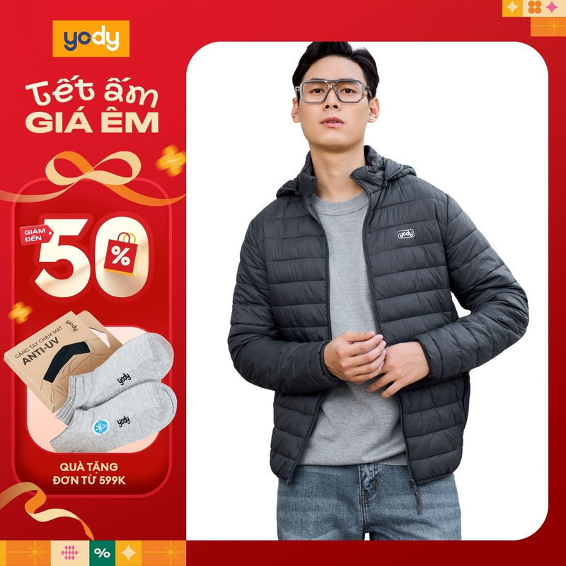 Áo phao nam 3S PLUS YODY siêu nhẹ mũ có thể tháo rời giữ ấm tốt PHM5017 | BigBuy360 - bigbuy360.vn