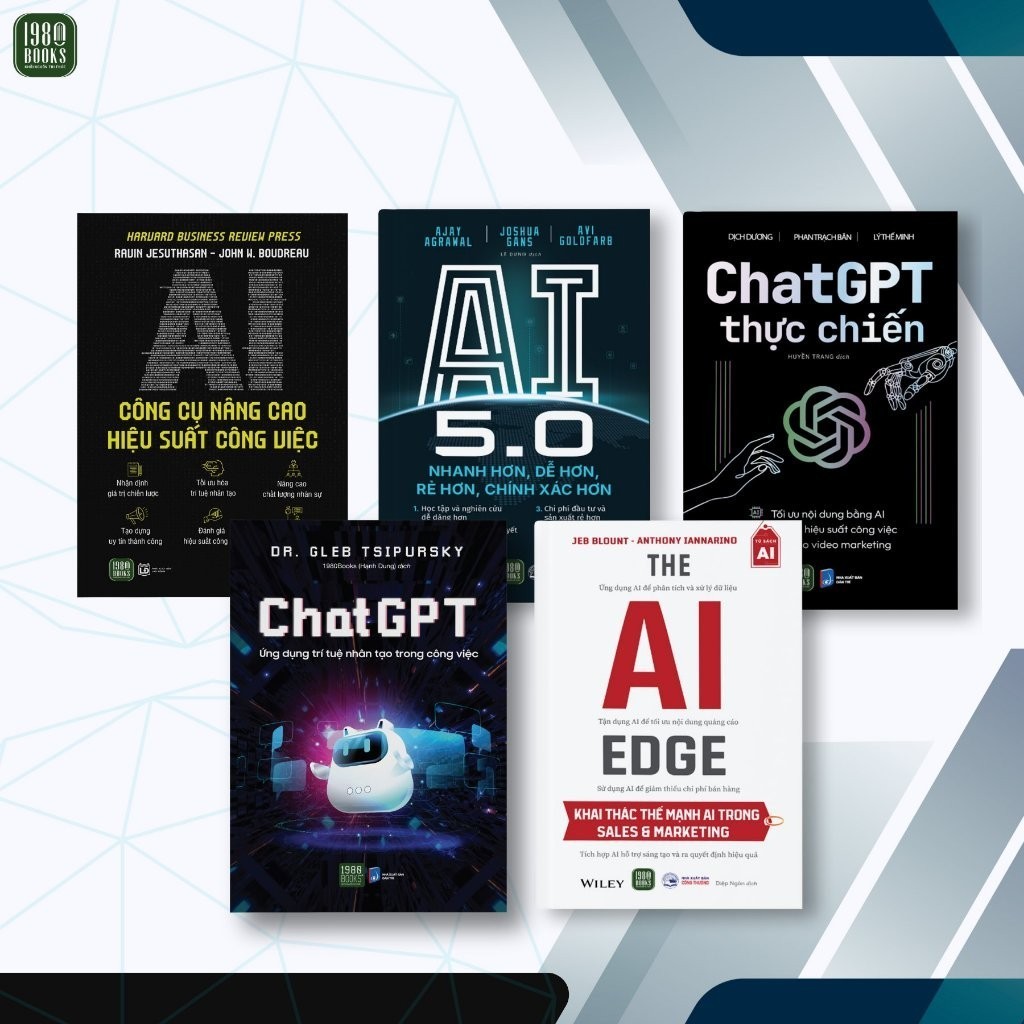 Sách - Combo 5 cuốn: Chat GPT + Chat GPT Thực Chiến + AI 5.0 + The AI Edge + AI Công Cụ Nâng Cao Hiệ