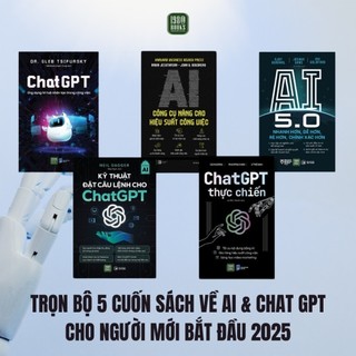 Sách - Combo 5 cuốn : Chat GPT Thực Chiến + Chat GPT + Kỹ Thuật Đặt Câu Lệnh Cho Chat GPT + AI 5.0 + AI Công Cụ NCHSCV