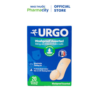  Băng cá nhân ít thấm nước URGO Washproof Assorted bảo vệ vết thương khỏi nước 4 size  Hộp 20 miếng  