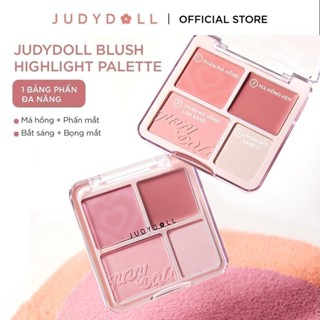   HANNAH OLALA  Bảng Phấn Má Hồng & Bắt sáng 4 ô JUDYDOLLL Blush & Highlight Palette 9g 