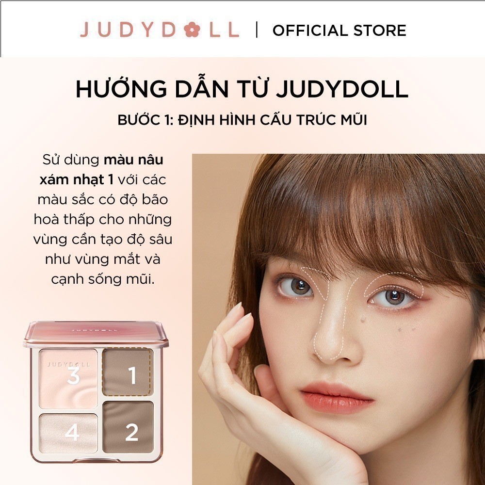 JUDYDOLL Phấn bắt sáng tạo khối 4 ô Highlight Contour Palette Tự nhiên Lâu trôi Chống nước 9g | BigBuy360 - bigbuy360.vn