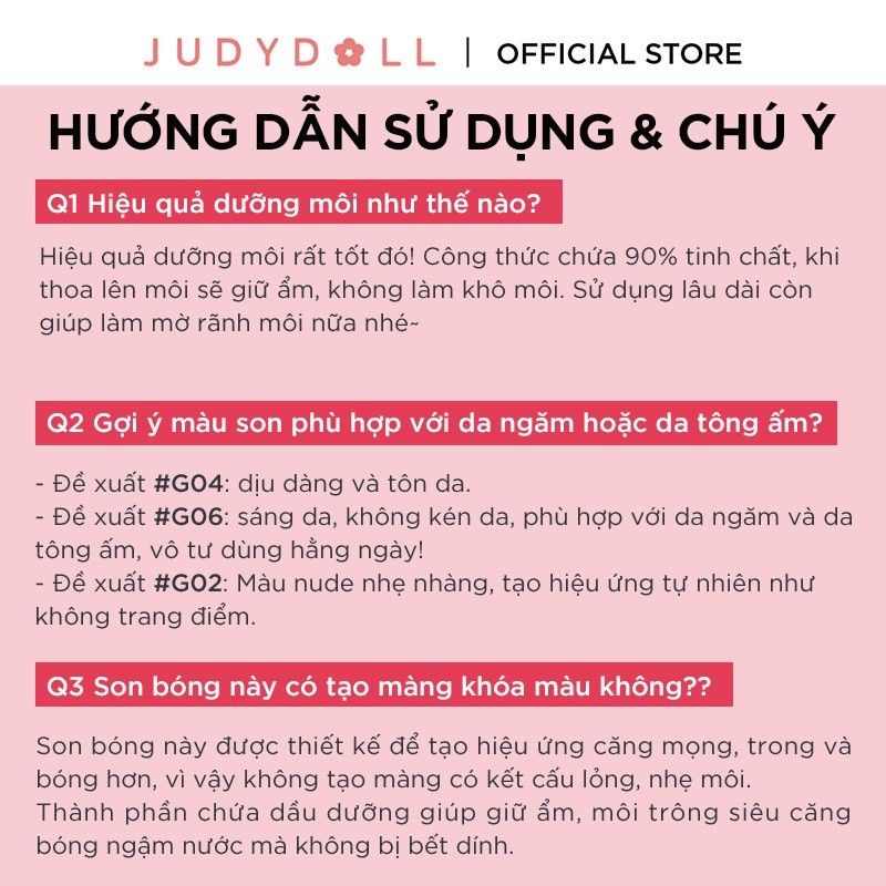 JUDYDOLL Son Bóng Dưỡng Ẩm Làm Mờ Vân Môi Watery Essence Lip Glaze | BigBuy360 - bigbuy360.vn